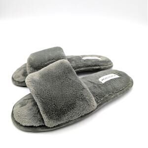 Nordstrom Faux Fur Slippers Cozy Comfort Open Toe Women’s Olive Green Size US8-9